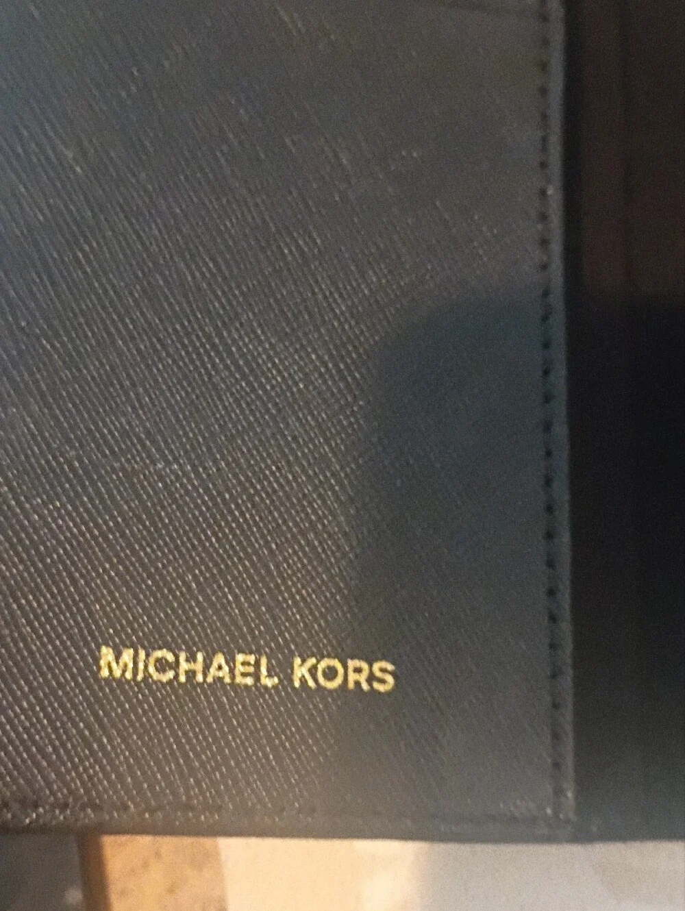 Michael Kors Women's Black Saffiano Leather Wallet Phone Case with Gold Logo